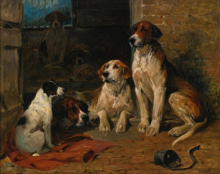 John Emms - Hounds By a Kennel.webp