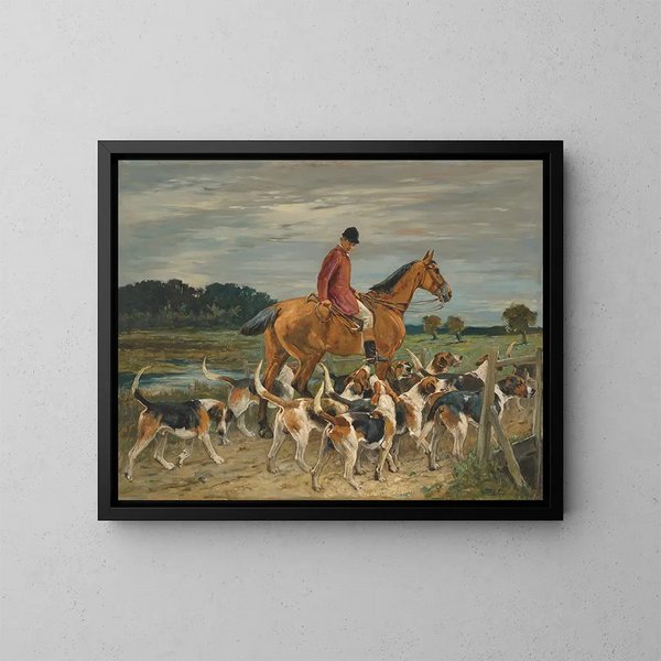 Cacciatore e cani da caccia - John Emms — quadro incorniciato alla parete