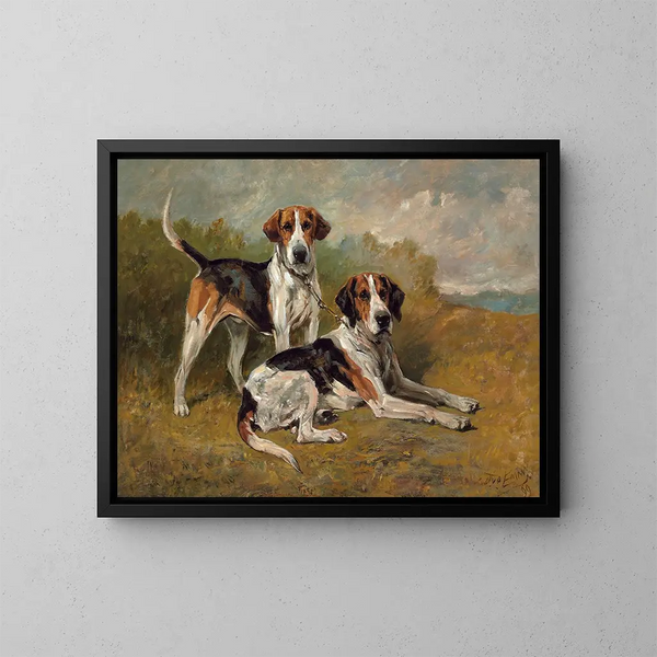 Due cani a riposo - John Emms — quadro incorniciato alla parete