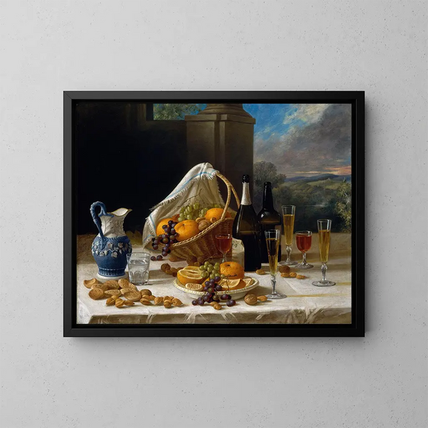 Natura morta con pranzo - John F. Francis — quadro incorniciato alla parete