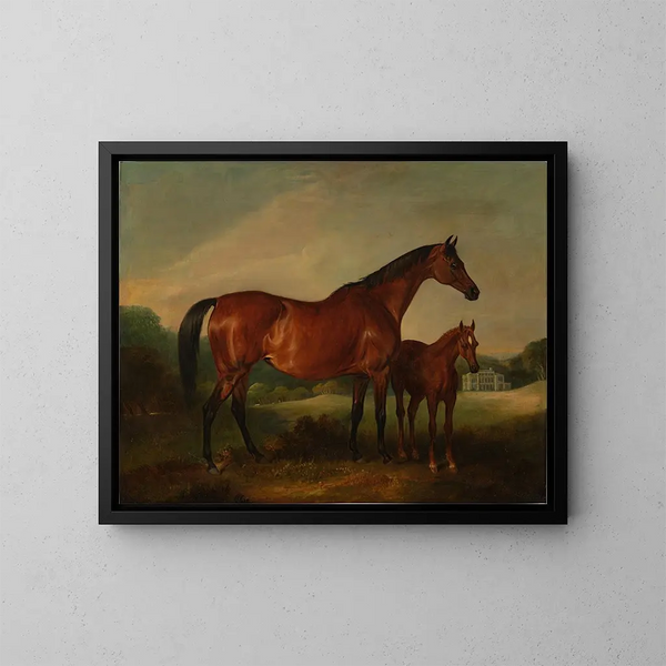 puledro dell'alveare con un vecchio forte oltre - John Ferneley — quadro incorniciato alla parete