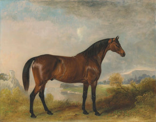John Ferneley - Rodolph a bay hunter in an extensive landscape.webp
