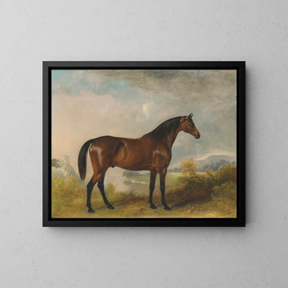John Ferneley - Rodolph a bay hunter in an extensive landscape.webp