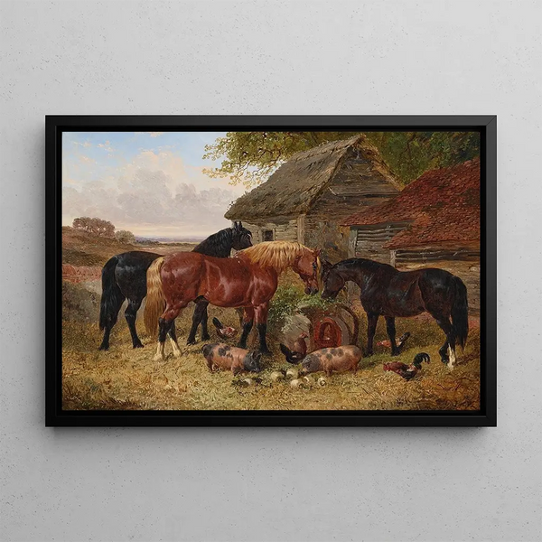 John Frederick Herring Jr - Horses and pigs in a farmyard.webp