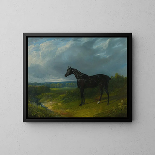John Frederick Herring Snr - Black Hunter In A Landscape.webp