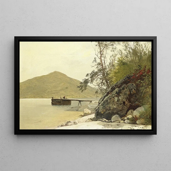 Sbarco a Sabbath Day Point - John Frederick Kensett — quadro incorniciato alla parete