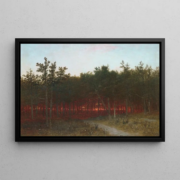 Crepuscolo tra i cedri a Darien, Connecticut - John Frederick Kensett — quadro incorniciato alla parete