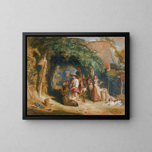 Paesani del Tirolo italiano in preghiera - John Frederick Lewis — quadro incorniciato alla parete
