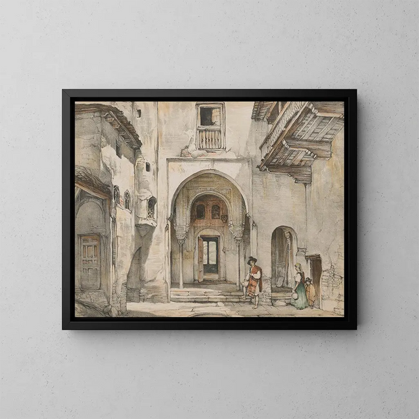 Schizzo e disegni dell'Alhambra a Londra - John Frederick Lewis — quadro incorniciato alla parete