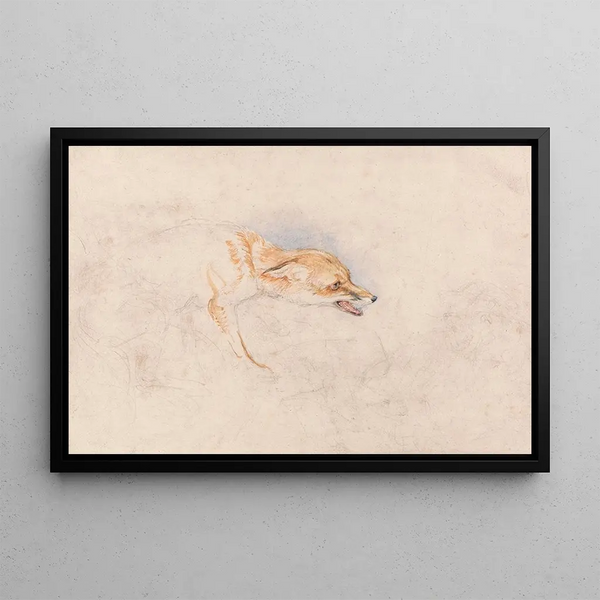 John Frederick Lewis - Study of a Crouching Fox Facing Right.webp