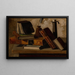 Natura morta con libri, calamaio e candelabro - John Frederick Peto — quadro incorniciato alla parete