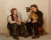 Due ragazzi lucidatori di scarpe con un cane - John George Brown — vista dell’opera