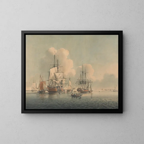 Uomini di guerra al largo di Sheerness - John Harris — quadro incorniciato alla parete