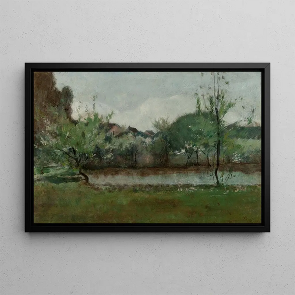 Paesaggio con cottage - John Henry Twachtman — quadro incorniciato alla parete