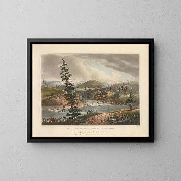 Confluence delle rive Sacandaga e Hudson - John Hill — quadro incorniciato alla parete