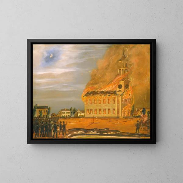 Incendio della Old South Church, Bath, Maine - John Hilling — quadro incorniciato alla parete