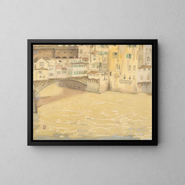 Il Ponte Vecchio - John Ireland Howe Downes — quadro incorniciato alla parete