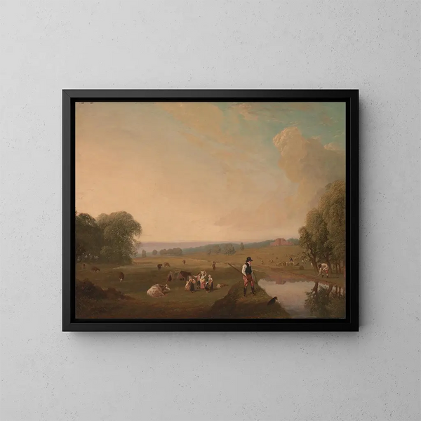 Una vista di Theobalds Park, Hertfordshire - John James Chalon — quadro incorniciato alla parete