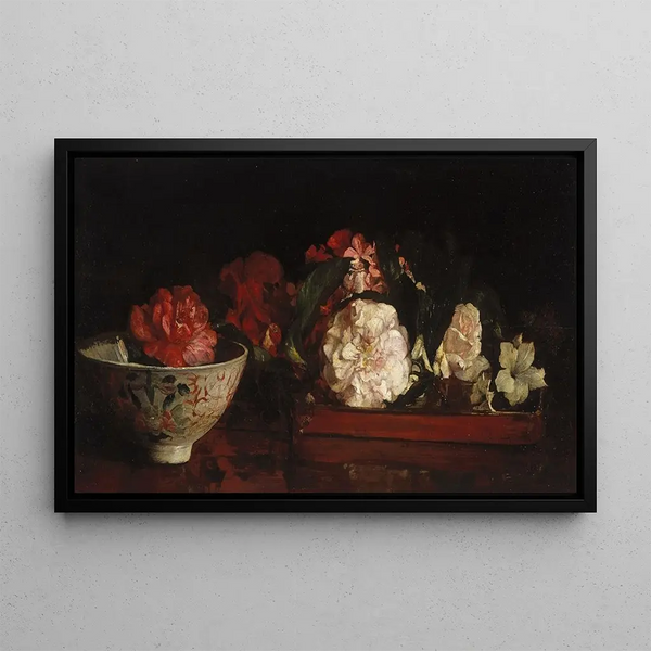 John La Farge - Flowers On A Japanese Tray On A Mahogany Table.webp