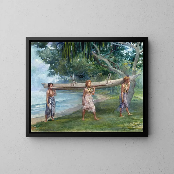 Filles portant un canoë à Vaiala, Samoa - John La Farge — quadro incorniciato alla parete