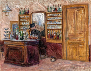 John Leslie Breck - M Baudy Behind his Desk at the Hotel Baudy.webp