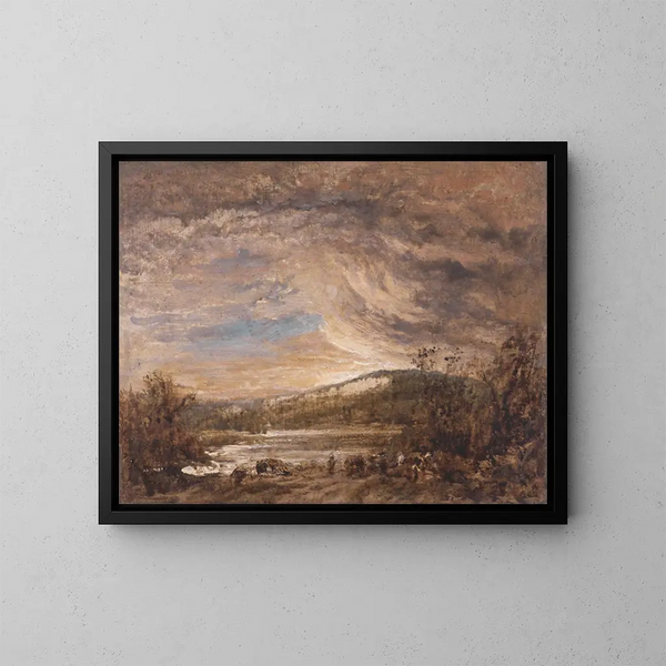 Un paesaggio fluviale - John Linnell — quadro incorniciato alla parete