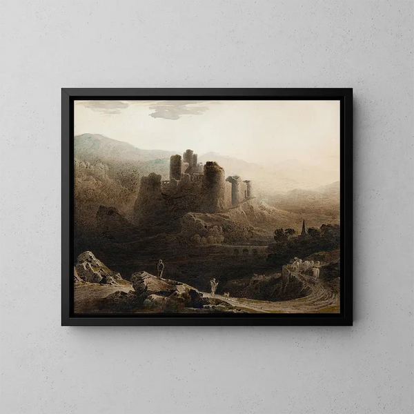 Luna sul castello di Chepstow - John Martin — quadro incorniciato alla parete
