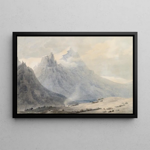 Una valle nel cantone di Unterwald, Svizzera - John Robert Cozens — quadro incorniciato alla parete