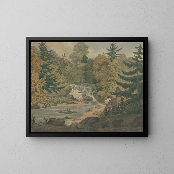 Vista delle seconde cascate sul fiume Sawkill - John Rubens Smith — quadro incorniciato alla parete