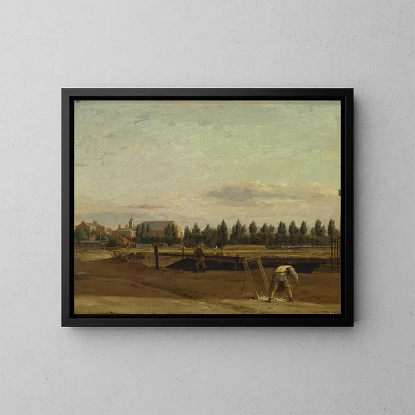 Scavo del canale dei Regenti con vista sulla cappella di Marylebone - John Seguier — quadro incorniciato alla parete