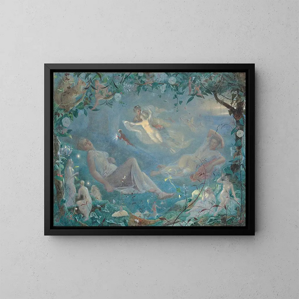Titania addormentata, scena di Sogno di una notte d'estate, atto II, scena ii - John Simmons — quadro incorniciato alla parete