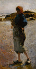 Giovane ragazza sulla spiaggia Schizzo per Ramasseuses d'huîtres di Cancale - John Singer Sargent — vista dell’opera