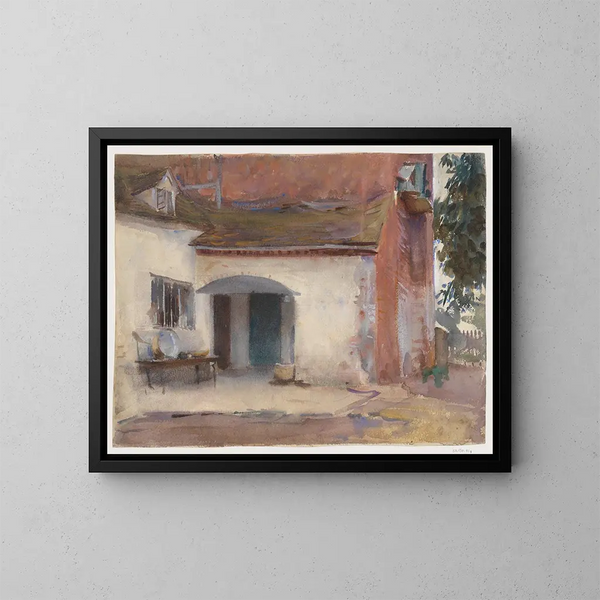 Casa e cortile - John Singer Sargent — quadro incorniciato alla parete