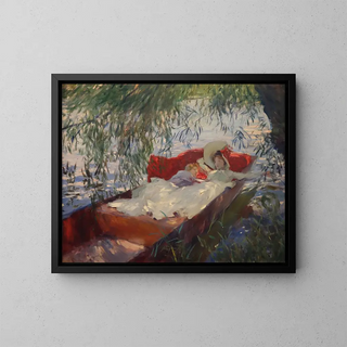 John Singer Sargent - Lady and Child Asleep in a Punt under the Willows.webp
