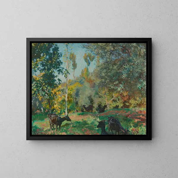 Paesaggio con capre - John Singer Sargent — quadro incorniciato alla parete