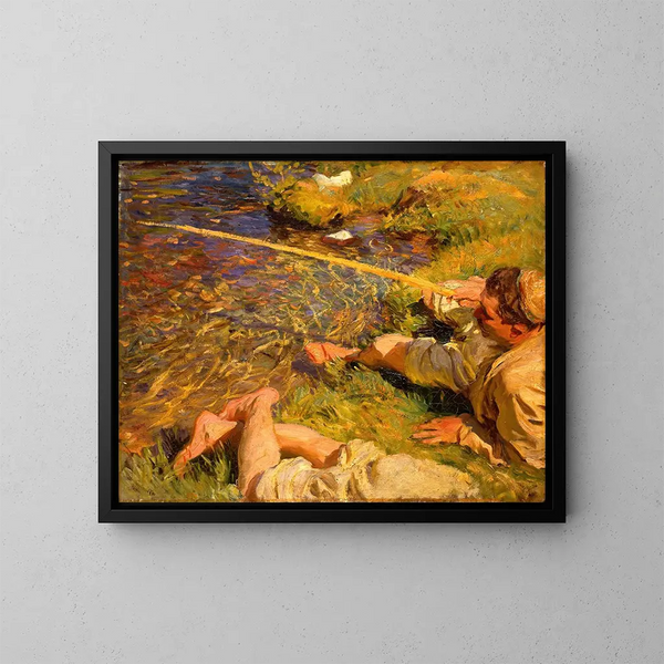 Val d'Aoste, un uomo con la pesca - John Singer Sargent — quadro incorniciato alla parete