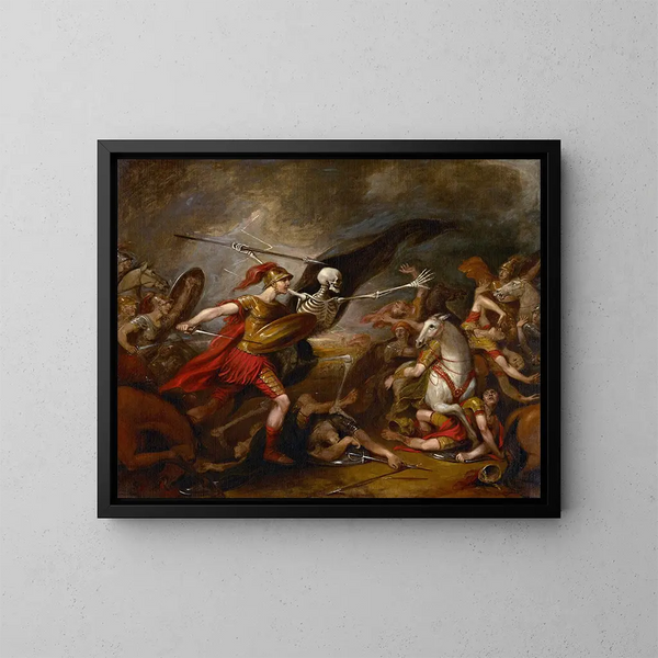 Giosuè alla battaglia di Ai accompagnato dalla Morte - John Trumbull — quadro incorniciato alla parete