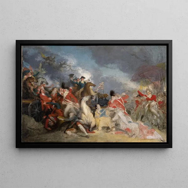 La morte del generale Mercer nella battaglia di Princeton, 3 gennaio 1777 - John Trumbull — quadro incorniciato alla parete