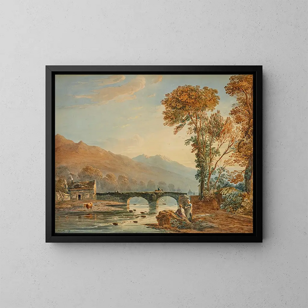 Ponte di Beddgelert, Galles - John Varley — quadro incorniciato alla parete
