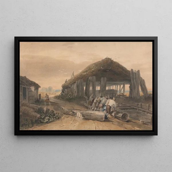Costruzione di barche - John Varley — quadro incorniciato alla parete
