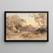 Paesaggio con figure e castello lontano - John Varley — quadro incorniciato alla parete