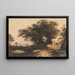 Paesaggio con un mazzo di alberi vicino a una strada e a un ruscello - John Varley — quadro incorniciato alla parete