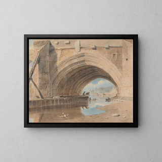 Sotto il ponte d'Ouse mentre si bagno - John Varley — quadro incorniciato alla parete