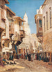 Una strada animata davanti alla moschea dell'emiro Mindar al Cairo - John Varley il Giovane — vista dell’opera