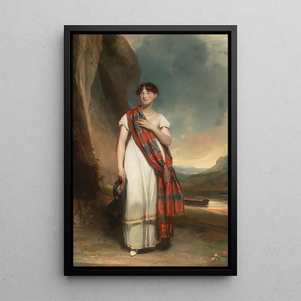 John Watson Gordon - Portrait Of A Lady Wearing Plaid In A Landscape.webp