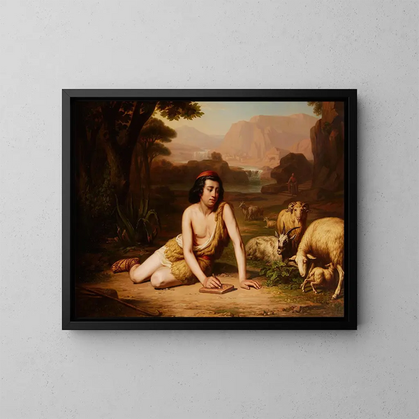Giotto disegnando dal vero - John William Godward — quadro incorniciato alla parete