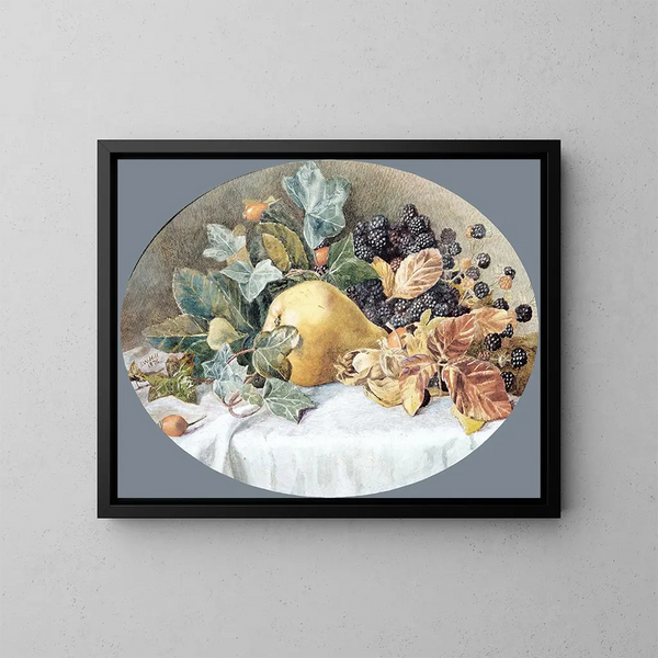 Nature morte con frutta - John William Hill — quadro incorniciato alla parete