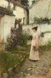 Cueillir des fleurs dans un jardin del Devonshire - John William Waterhouse — vista dell’opera
