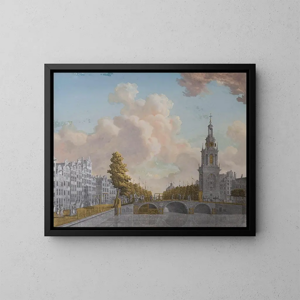 Vista sulla torre chiamata Jan Roodenpoortstoren e sul canale Singel ad Amsterdam - Jonas Zeuner — quadro incorniciato alla parete