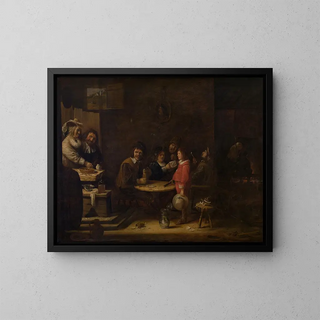 Cinque sensi - Joos van Craesbeeck — quadro incorniciato alla parete